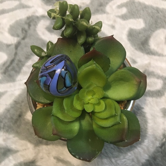 Purple Clear Blue Hippie Psychedelic Swirly Ring - Picture 2 of 3